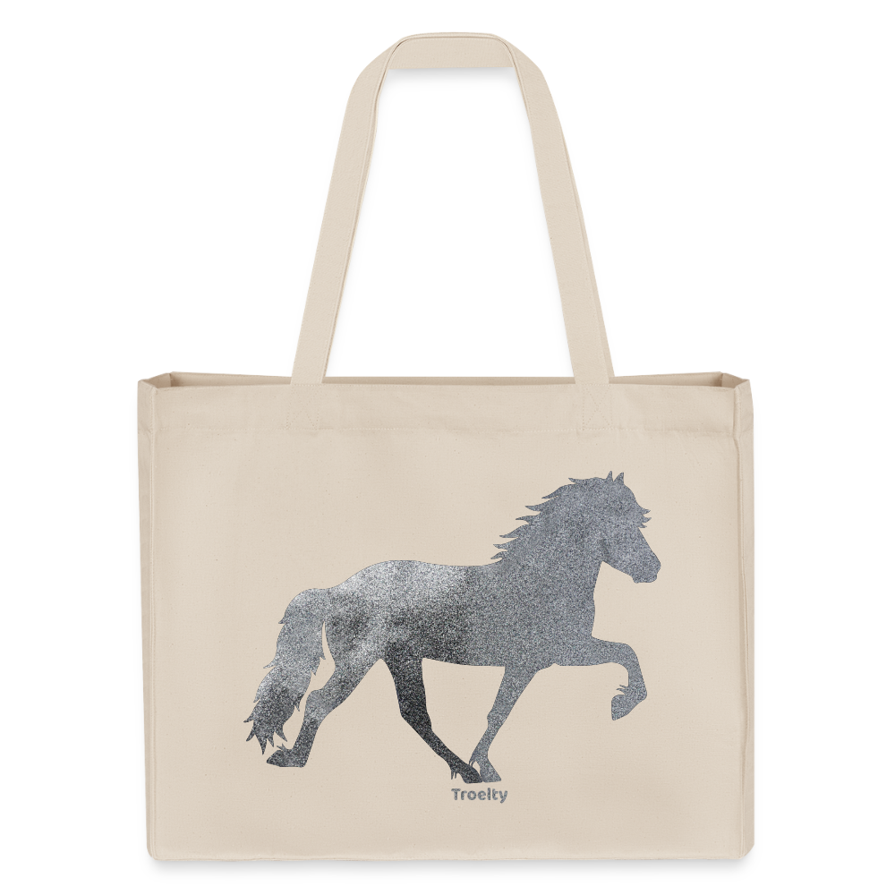 Helle Shopping-Bag mit langen Henkeln und Tölter in Glitzer