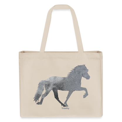 Helle Shopping-Bag mit langen Henkeln und Tölter in Glitzer