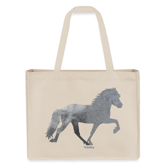 Helle Shopping-Bag mit langen Henkeln und Tölter in Glitzer