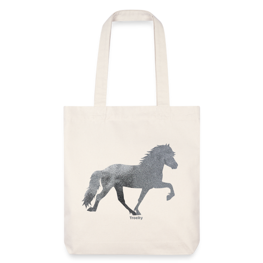 Helle Tasche mit langen Henkeln und Tölter in Glitzer